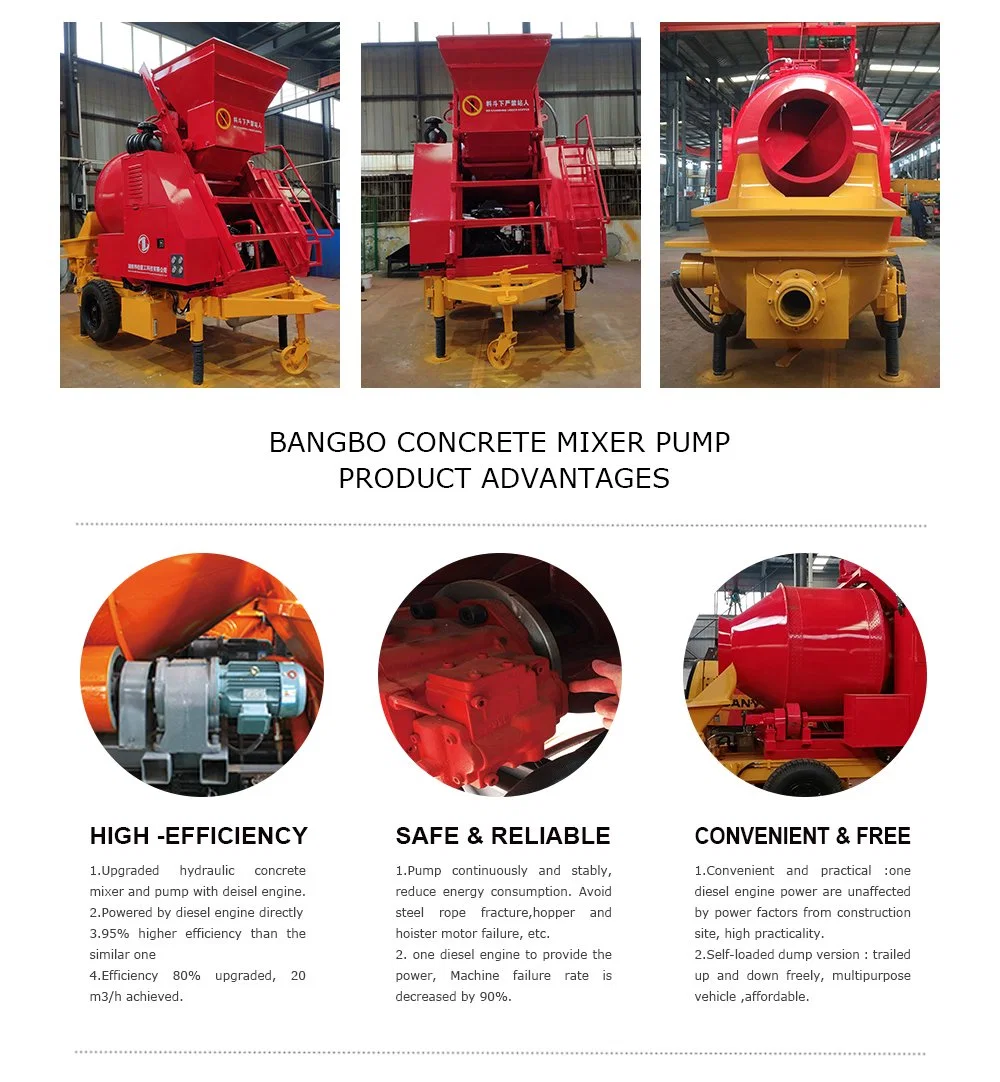 Self Loading Concrete Mixing Machine Portable Cement Mixer Pump Pan Concrete Mixer with Pump