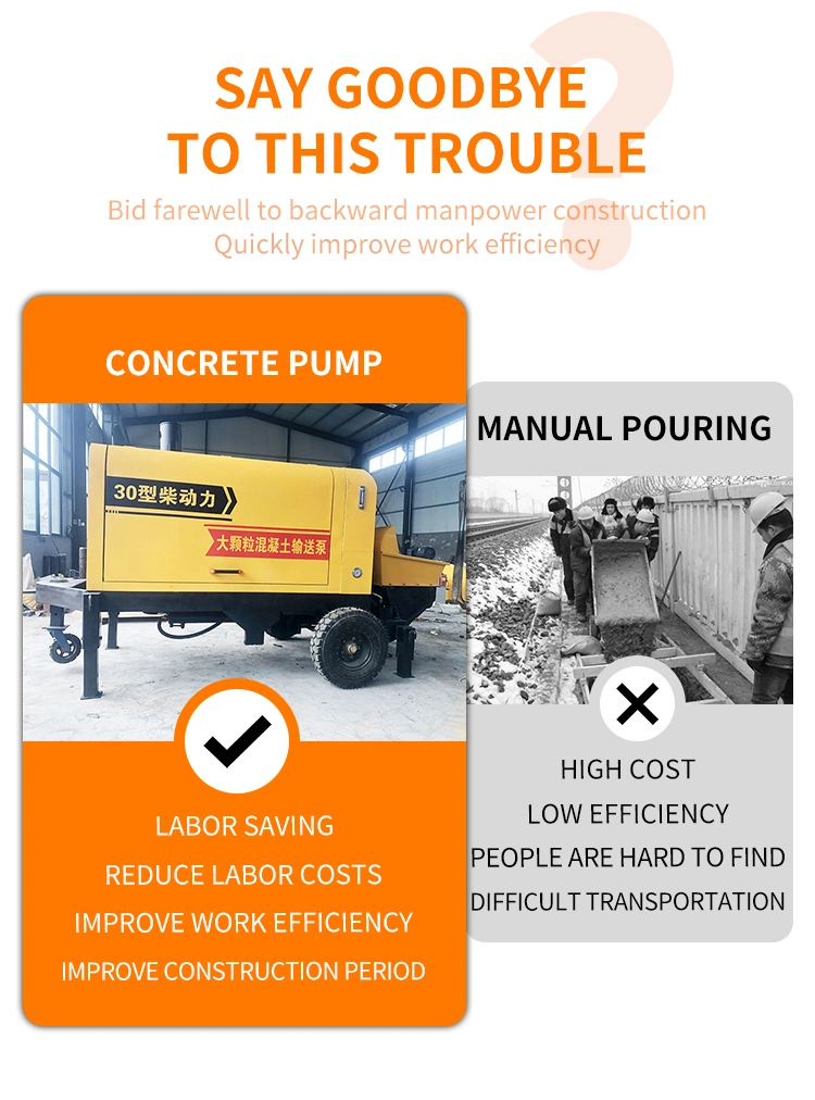 Free Shopping Portable Mobile Diesel Electric Trailer Mounted Mini Concrete Conveying Pumping Machine Cement Mixer Pump